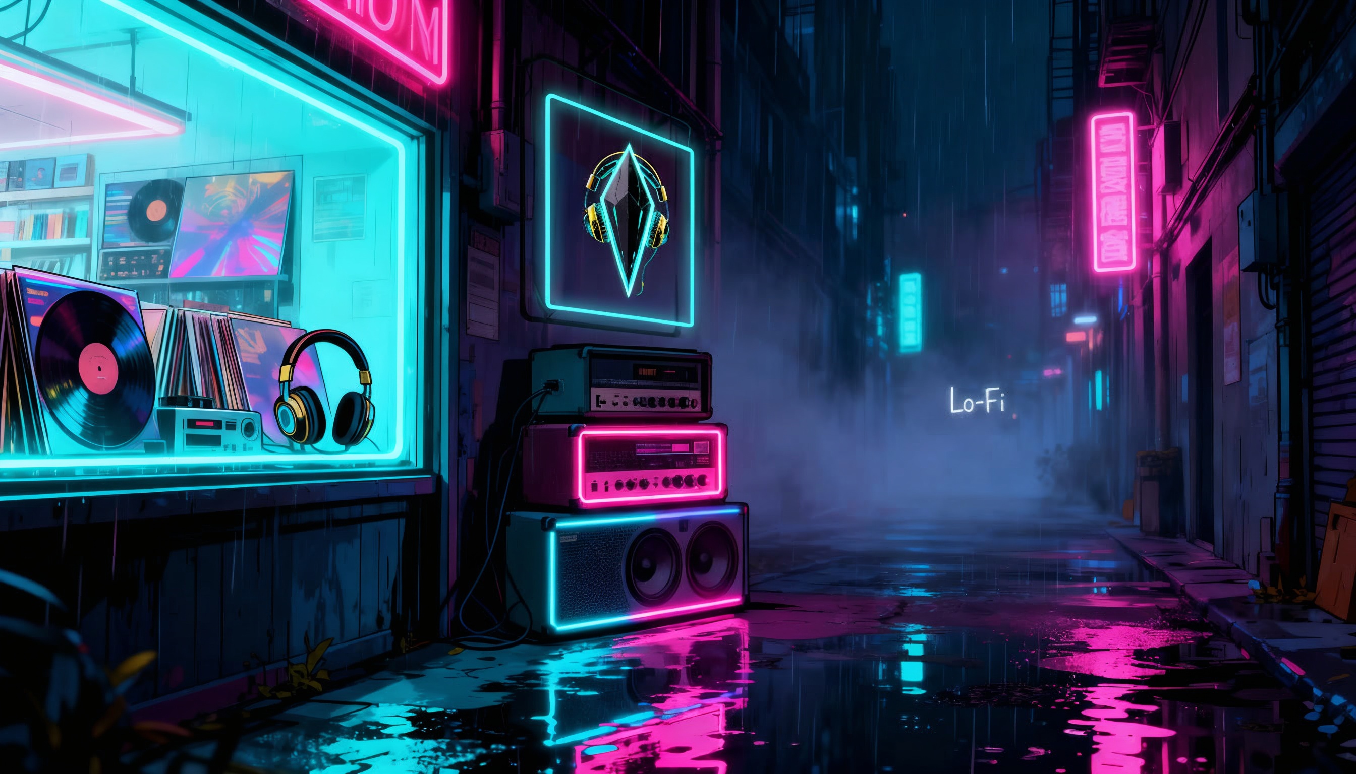 Veinshard Lofi - Dark Ambient Cyberpunk Night City with Neon Rain